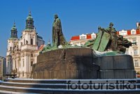 Old Town Square - Jan Hus Monument and Church of st Nicholas